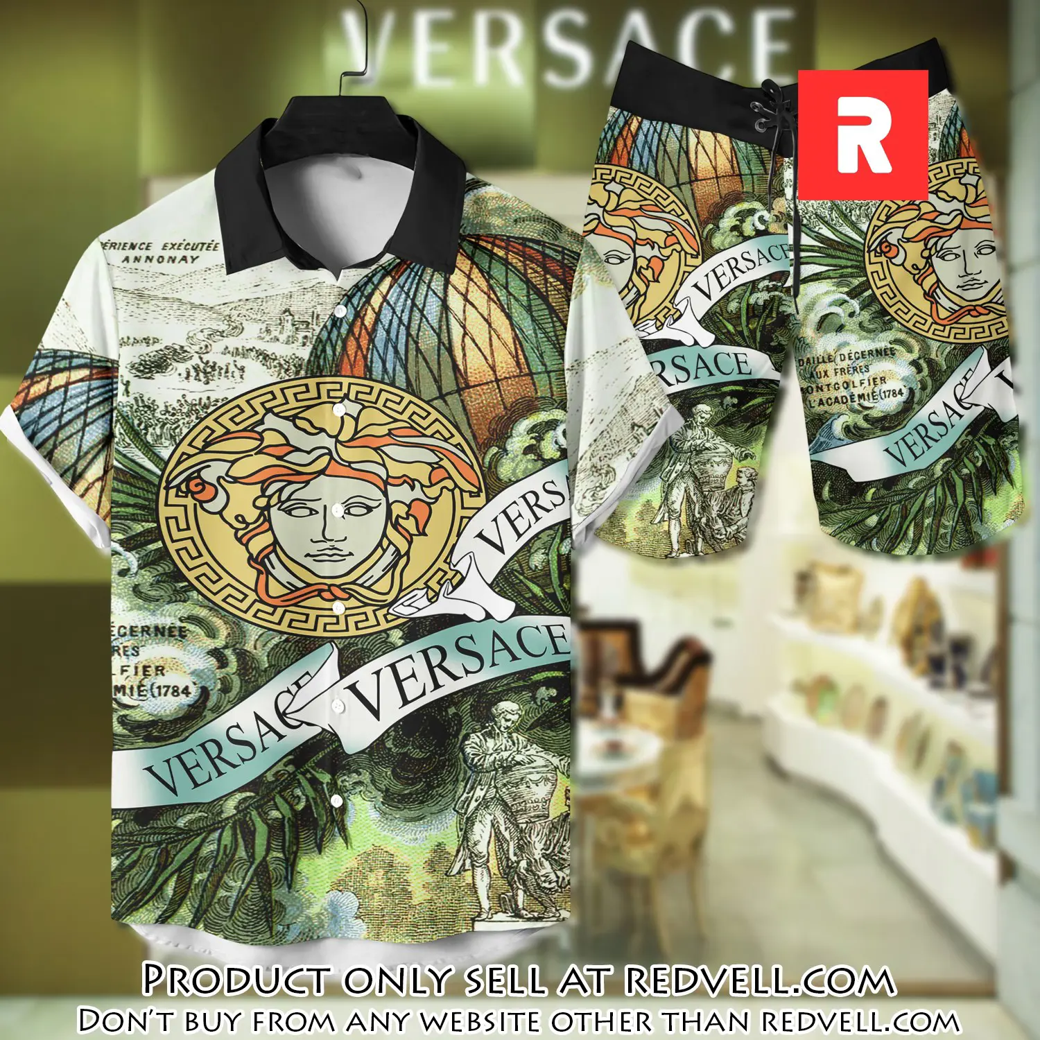 Versace luxury hawaiian shirt & short set lhs1216 rv4055889